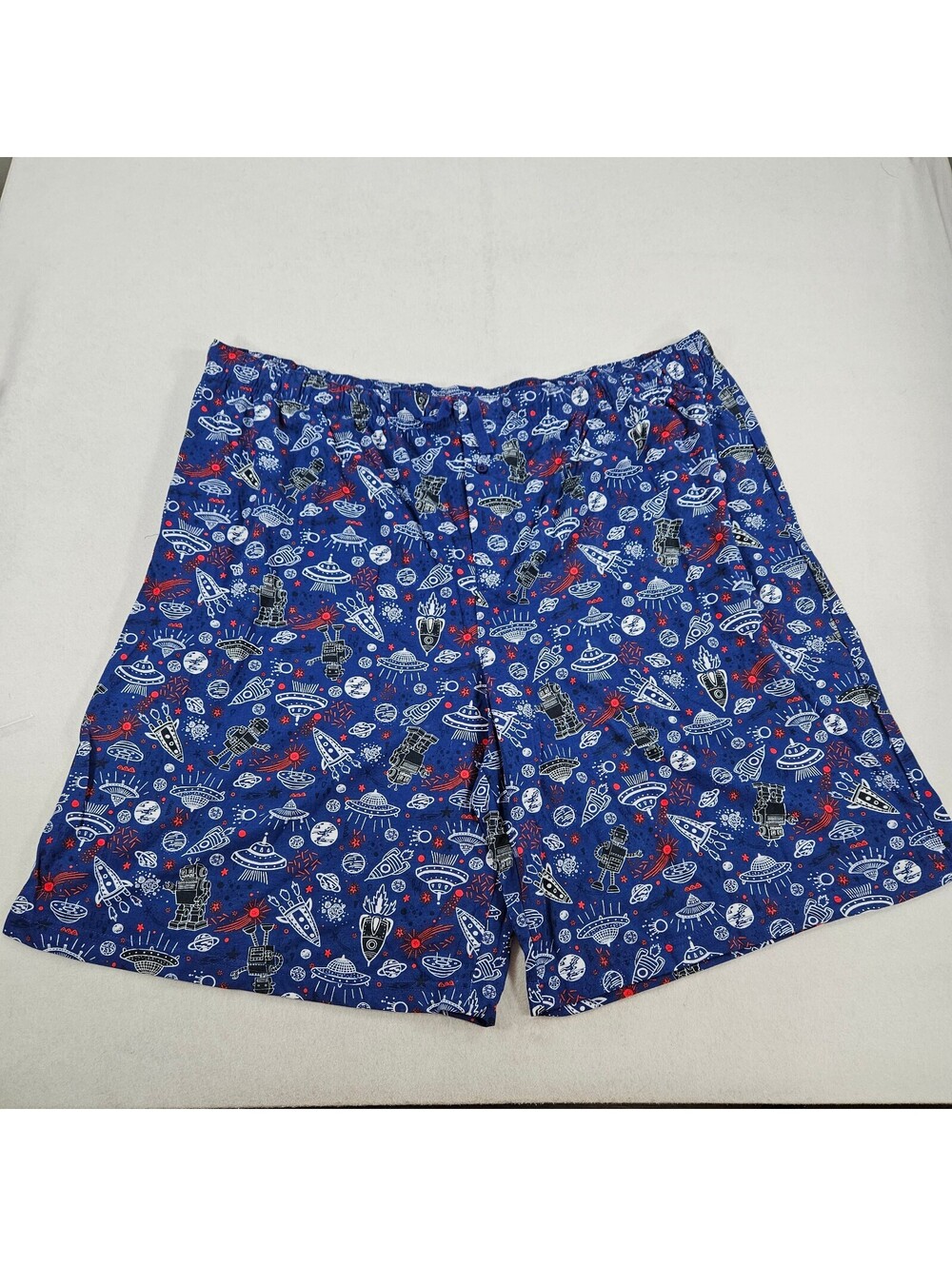 Joe Boxer Mens 3XL Lounge Shorts Space Robot UFO Alien Print Blue Pajama 3X